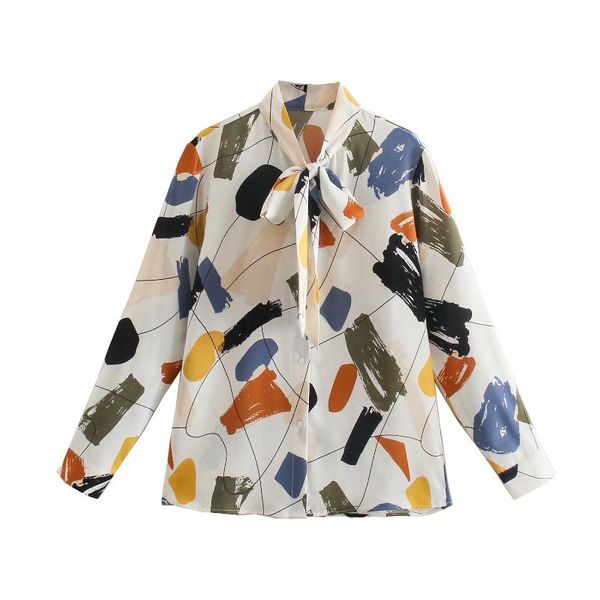 women's blouses & shirts 2021 spring women print button shirt long sleeves bow neck chic lady fashion casual clothes, White
women's blouses & shirts 2021 spring women print button shirt long sleeves bow neck chic lady fashion casual clothes, White