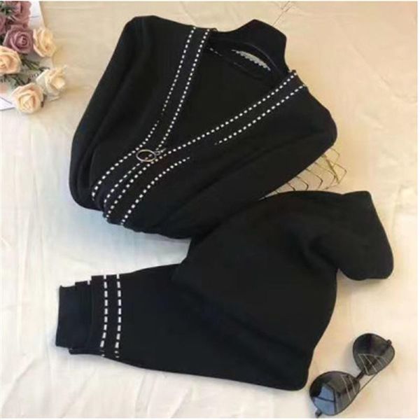 women's two piece pants xfpv 2021 autumn winter arrivals long sleeve fashion knitted v-neck sweater + casual two-piece set sm859, White
women's two piece pants xfpv 2021 autumn winter arrivals long sleeve fashion knitted v-neck sweater + casual two-piece set sm859, White