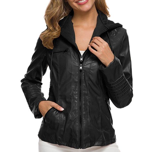womens plus size faux leather short jacket with detachable drawstring hood stand collar casual motorcycle zip up long sleeve out women', Black;brown
womens plus size faux leather short jacket with detachable drawstring hood stand collar casual motorcycle zip up long sleeve out women', Black;brown