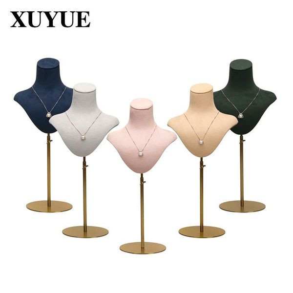 jewelry pouches, bags model props necklace display stand metal neck portrait live spot, Pink;blue