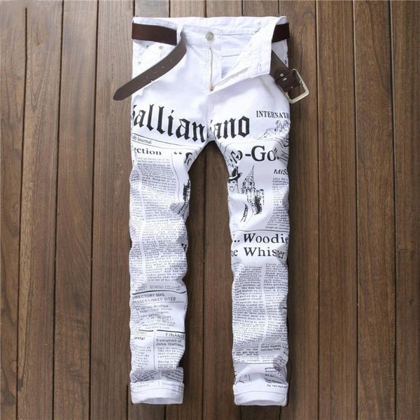 men's pants casual slim letter spaper printed narrow pant white stretch fit moto trousers for male, Black
men's pants casual slim letter spaper printed narrow pant white stretch fit moto trousers for male, Black
