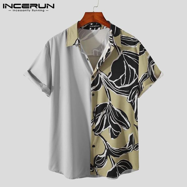 men's casual shirts incerun vintage printed men shirt short sleeve lapel patchwork blouse man summer hawaiian floral button camisa stre, White;black
men's casual shirts incerun vintage printed men shirt short sleeve lapel patchwork blouse man summer hawaiian floral button camisa stre, White;black
