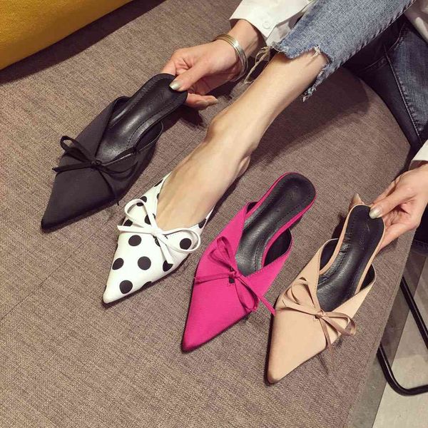 fashion women slippers pointed toe satin bow design slip on thin low heels elegant sandals slippers summer outdoor mules shoes 210513, Black
fashion women slippers pointed toe satin bow design slip on thin low heels elegant sandals slippers summer outdoor mules shoes 210513, Black