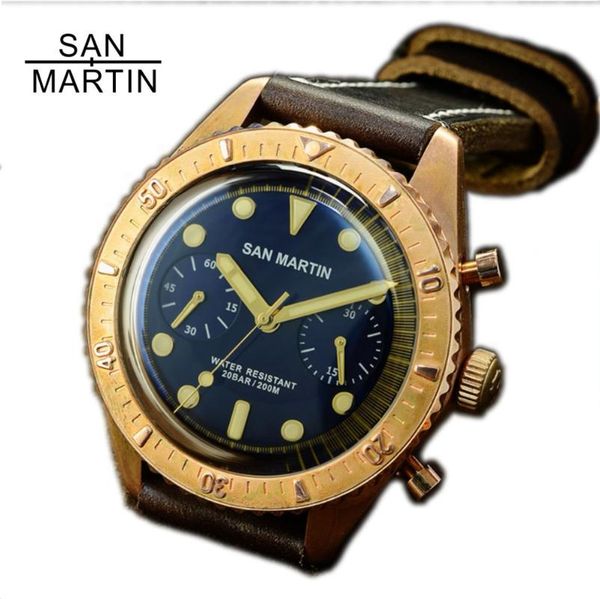 wristwatches san martin sixty-five bronze automatic diving watch eta7753 chronograph 200m water resistant bezel retro wristwatch, Slivery;brown
wristwatches san martin sixty-five bronze automatic diving watch eta7753 chronograph 200m water resistant bezel retro wristwatch, Slivery;brown