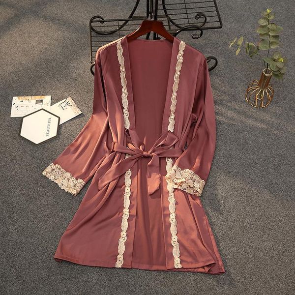 women's sleepwear bridal bathrobe kimono gown women satin loose casual intimate lingerie with belt female mini v-neck wedding robe, Black;red
women's sleepwear bridal bathrobe kimono gown women satin loose casual intimate lingerie with belt female mini v-neck wedding robe, Black;red