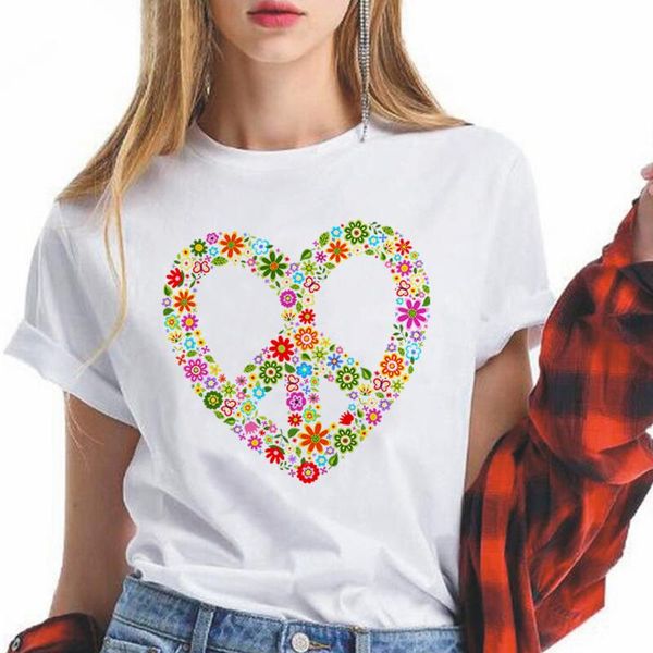 women's t-shirt harajuku aesthetic peace print flowers form a heart-shaped graphic shirt vogue streetwear clothes tshirt, White
women's t-shirt harajuku aesthetic peace print flowers form a heart-shaped graphic shirt vogue streetwear clothes tshirt, White