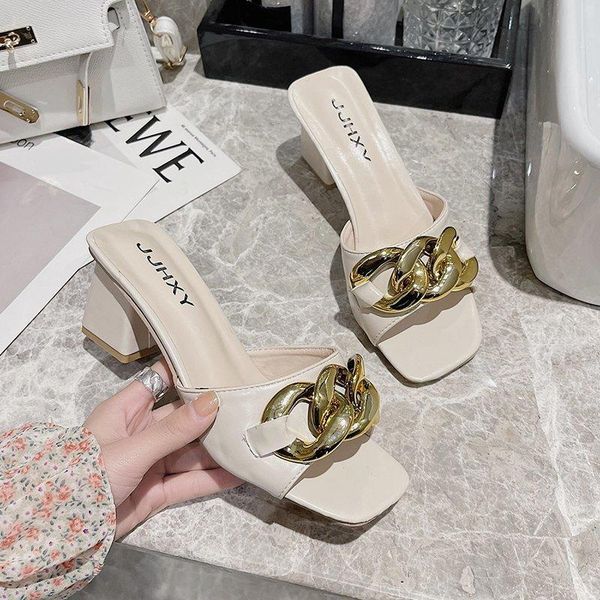 slippers slip on mules shoes woman gold metal chain women brand design open toe square high heels casual slides plus size, Black
slippers slip on mules shoes woman gold metal chain women brand design open toe square high heels casual slides plus size, Black