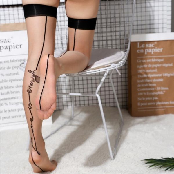 women lingerie ultra thin transparent thigh high stockings inscriptions nylon pantyhose gothic punk tattoos hosiery socks &, Black;white
women lingerie ultra thin transparent thigh high stockings inscriptions nylon pantyhose gothic punk tattoos hosiery socks &, Black;white