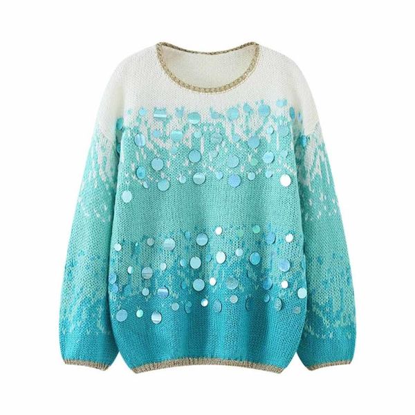 women's sweaters knitted blue sequined women sweater pullovers o-neck long-sleeved loose female pulls outwear, White;black
women's sweaters knitted blue sequined women sweater pullovers o-neck long-sleeved loose female pulls outwear, White;black