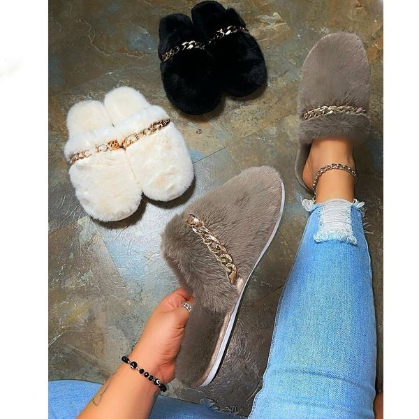 fashion plush round head warmth chain decoration outdoor womens slippers 2021 spring and autumn new style baotou plus size, Black
fashion plush round head warmth chain decoration outdoor womens slippers 2021 spring and autumn new style baotou plus size, Black