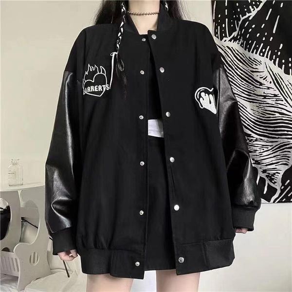 women's jackets 2021 youth apparel korean harajuku style jacket oversized leather pure black, Black;brown
women's jackets 2021 youth apparel korean harajuku style jacket oversized leather pure black, Black;brown