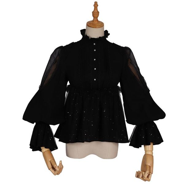 black lolita blouse gothic vintage stand collar long sleeve shirt by ylf women's blouses & shirts, White
black lolita blouse gothic vintage stand collar long sleeve shirt by ylf women's blouses & shirts, White