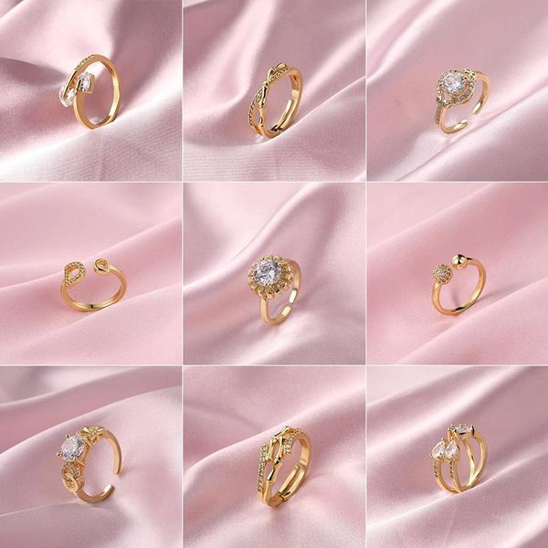 cluster rings stainless steel wedding for women adjustable engagement women's ring korean fashion jewelry 2021 accessories, Golden;silver
cluster rings stainless steel wedding for women adjustable engagement women's ring korean fashion jewelry 2021 accessories, Golden;silver
