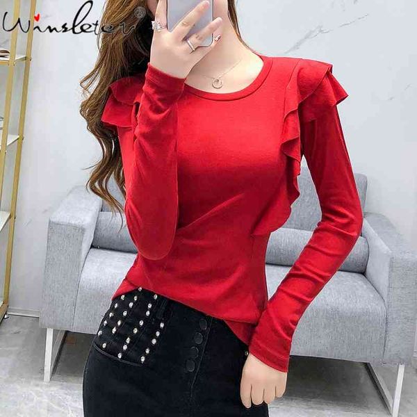 women's t-shirt fall winter european clothes t-shirt fashion solid ruffles o-neck cotton women ropa mujer long sleeve tees t0, White
women's t-shirt fall winter european clothes t-shirt fashion solid ruffles o-neck cotton women ropa mujer long sleeve tees t0, White