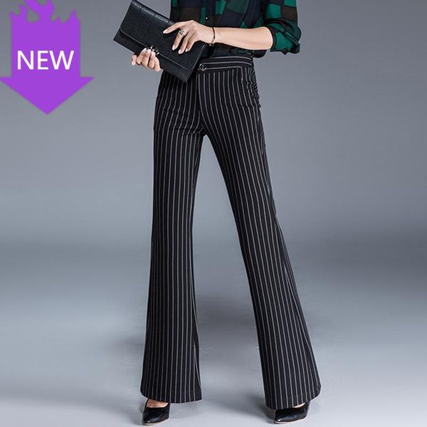 plus size pants female slim thin striped black 2021 spring women's england flared trousers high waist & capris, Black;white
plus size pants female slim thin striped black 2021 spring women's england flared trousers high waist & capris, Black;white