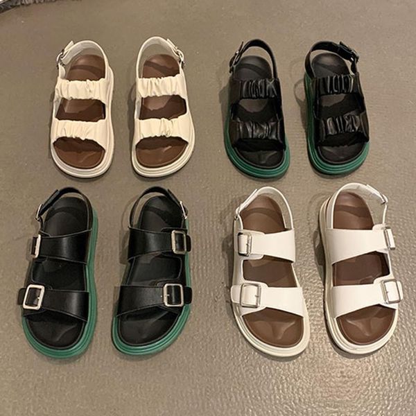 sandals student pleated band gladiator women thick soled sandales summer beach shoes double buckle strap sandalias mujer 2021, Black
sandals student pleated band gladiator women thick soled sandales summer beach shoes double buckle strap sandalias mujer 2021, Black
