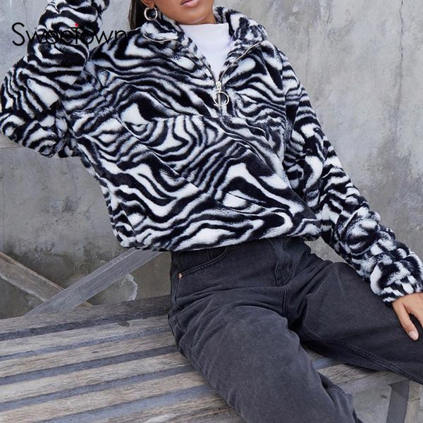 fluffy soft striped winter coats female korean y2k pullover outwear zip up stand collar faux fur jackets, Black;white
fluffy soft striped winter coats female korean y2k pullover outwear zip up stand collar faux fur jackets, Black;white