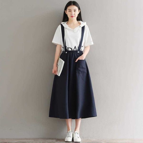 skirts summer women long midi preppy style cotton linen elastic high waisted double pockets kawaii suspender teen girls cneq, Black
skirts summer women long midi preppy style cotton linen elastic high waisted double pockets kawaii suspender teen girls cneq, Black