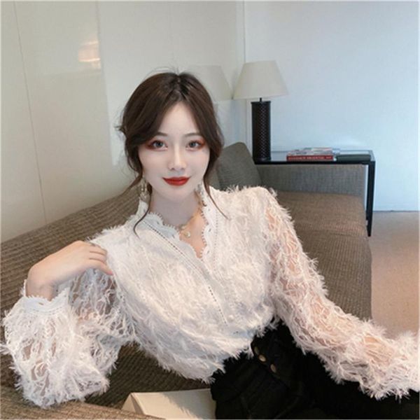 arrivals feather women's chiffon shirts loose oversize female blouse v-neck korean style lady bottoming nesh lace blouses, White
arrivals feather women's chiffon shirts loose oversize female blouse v-neck korean style lady bottoming nesh lace blouses, White
