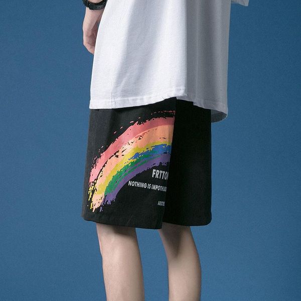 men's shorts rainbow printed men summer thin ice silk loose sports basketball casual pants running beach workout, White;black
men's shorts rainbow printed men summer thin ice silk loose sports basketball casual pants running beach workout, White;black