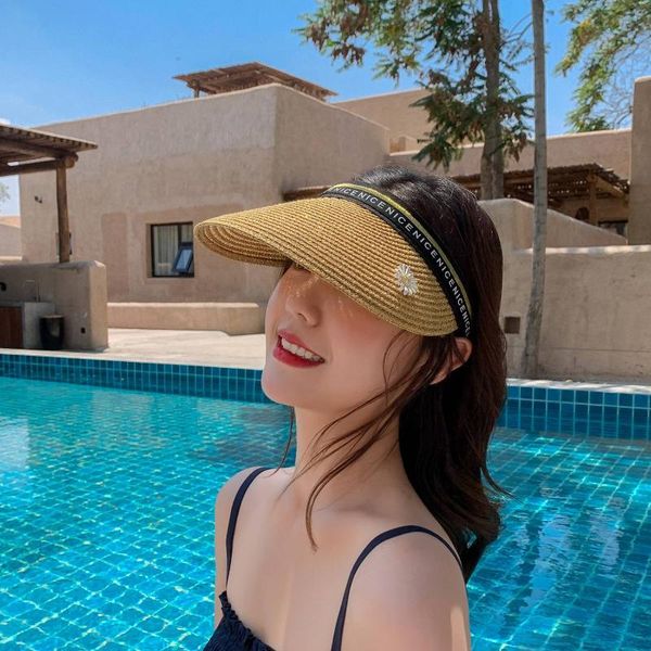 women capless straw hat sun protection weave adjustable print outdoor beach peaked cap wide brim hats, Blue;gray
women capless straw hat sun protection weave adjustable print outdoor beach peaked cap wide brim hats, Blue;gray