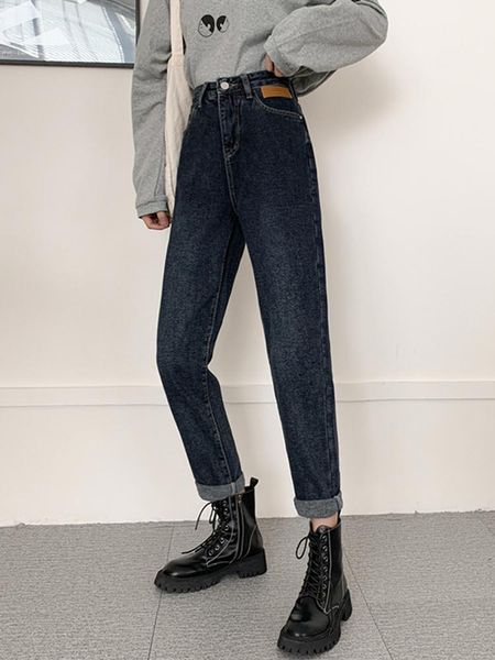 women's jeans autumn pants 2021 high waist wear thin and, Blue