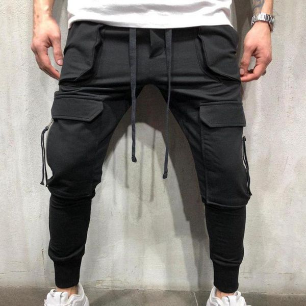 men's pants male sweatpants handsome drawstring mid waist fitness wear resistant cargo, Black
men's pants male sweatpants handsome drawstring mid waist fitness wear resistant cargo, Black
