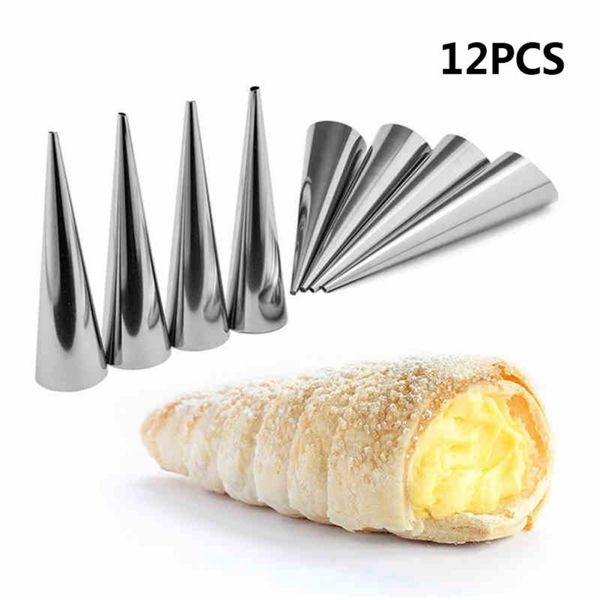 baking & pastry tools 12pcs conical tube cone roll moulds stainless steel spiral croissants molds cream horn cake bread mold tool
baking & pastry tools 12pcs conical tube cone roll moulds stainless steel spiral croissants molds cream horn cake bread mold tool