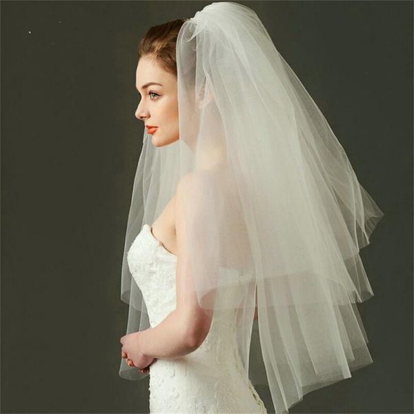 bridal veils 2t short tulle wedding simple white two layers veil bride accessories 75cm for women with comb, Black
bridal veils 2t short tulle wedding simple white two layers veil bride accessories 75cm for women with comb, Black