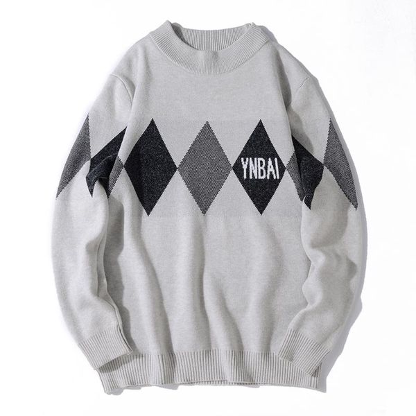 men's sweaters 2021 pullover plaid fashion knitted sweater loose round neck casual streetwear, White;black
men's sweaters 2021 pullover plaid fashion knitted sweater loose round neck casual streetwear, White;black