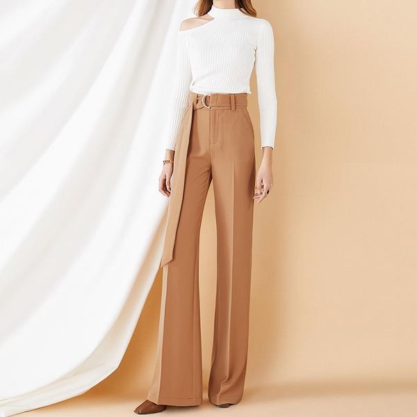 women's pants & capris women 2021 spring autumn solid simple all-match straight sashes suit female high waist casual chic trousers pant, Black;white 
women's pants & capris women 2021 spring autumn solid simple all-match straight sashes suit female high waist casual chic trousers pant, Black;white