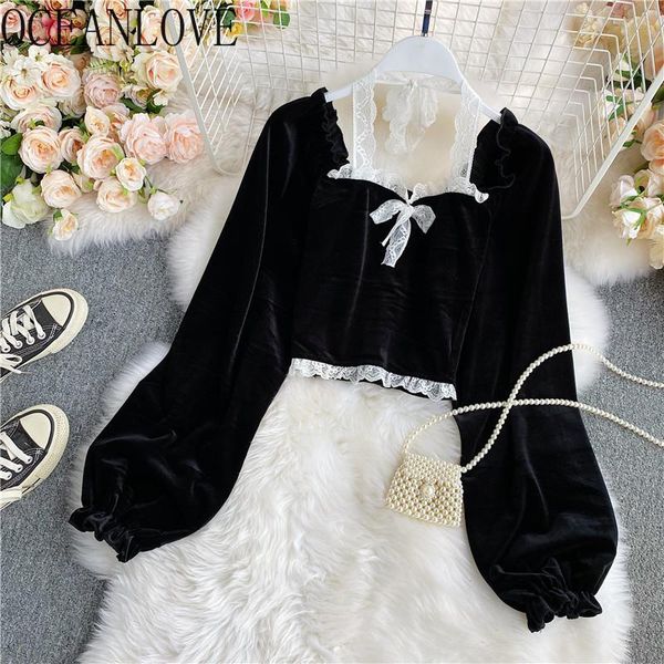 women's blouses & shirts oceanlove slash neck blusas mujer solid halter lace velevet patchwork women puff sleeve autumn winter retro, White
women's blouses & shirts oceanlove slash neck blusas mujer solid halter lace velevet patchwork women puff sleeve autumn winter retro, White