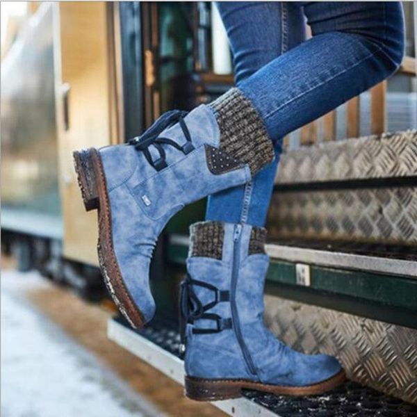boots thick women's large medium heel lace up autumn and winter sweater, Black
boots thick women's large medium heel lace up autumn and winter sweater, Black