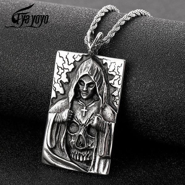 pendant necklaces retro death satan cross skeleton skull necklace stainless steel punk fashion biker demon jewelry for men, Silver
pendant necklaces retro death satan cross skeleton skull necklace stainless steel punk fashion biker demon jewelry for men, Silver