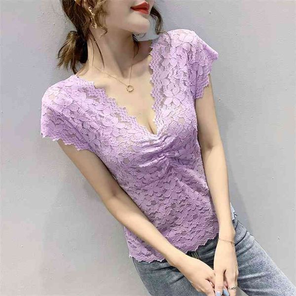 fashion women slim lace v neck t-shirt elegant summer short sleeve t shirt flower plus size t-shirts 210507, White
fashion women slim lace v neck t-shirt elegant summer short sleeve t shirt flower plus size t-shirts 210507, White