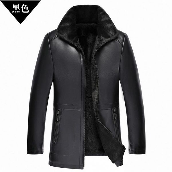 men's leather & faux 2021 winter cross-border lapel casual middle-aged and elderly jacket plus velvet thick fur coat, Black
men's leather & faux 2021 winter cross-border lapel casual middle-aged and elderly jacket plus velvet thick fur coat, Black