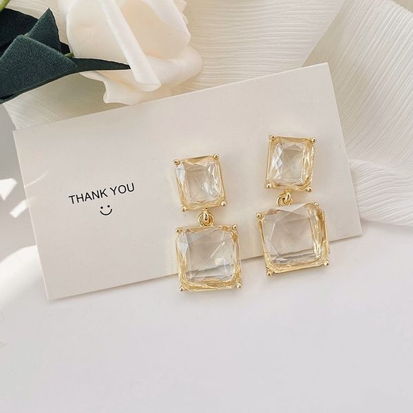 925 temperament cool wind exaggerated geometry square crystal earrings advanced sense network red face thin atmosphere, Black
925 temperament cool wind exaggerated geometry square crystal earrings advanced sense network red face thin atmosphere, Black