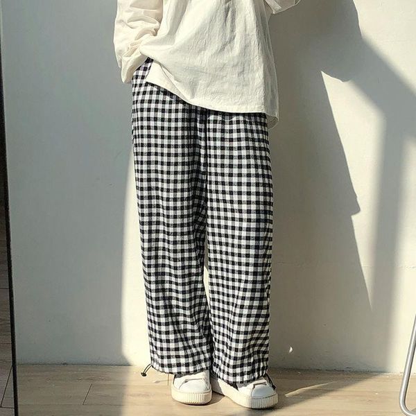 spring and autumn youth loose plaid wide leg straight pants fashion casual cropped black/brown
spring and autumn youth loose plaid wide leg straight pants fashion casual cropped black/brown