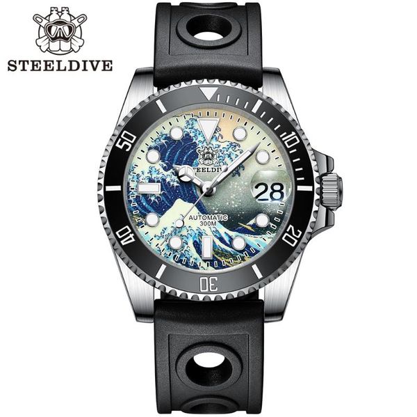 wristwatches steeldive sd1953j men's watch 300m waterproof full luminous dial mechanical the great wave off kanagawa diver, Slivery;brown
wristwatches steeldive sd1953j men's watch 300m waterproof full luminous dial mechanical the great wave off kanagawa diver, Slivery;brown