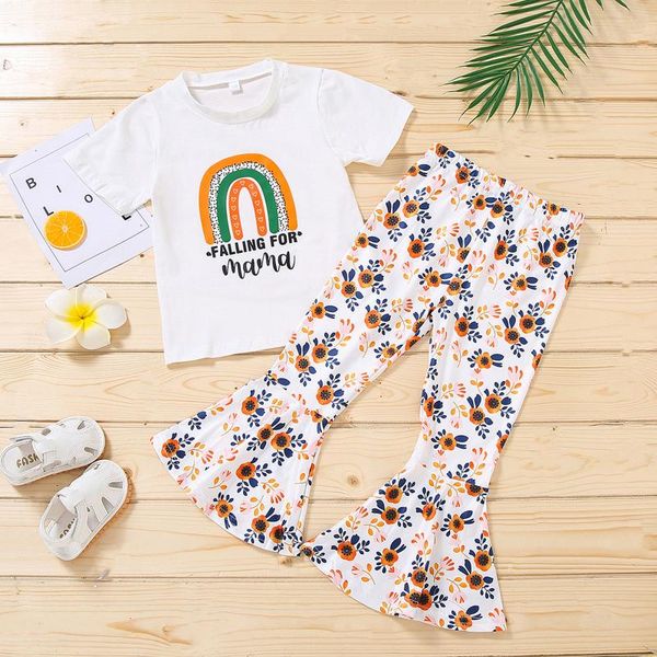 clothing sets 2pcs summer children's toddler kids baby girls letter t-shirt floral flower flared pants outfits ropa suit, White
clothing sets 2pcs summer children's toddler kids baby girls letter t-shirt floral flower flared pants outfits ropa suit, White