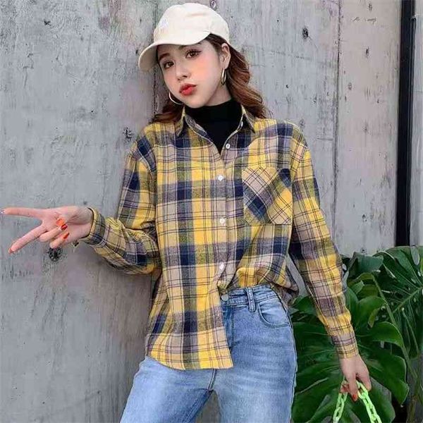 spring/autumn women loose long sleeve turn-down collar blouse pockets design plaid print single breasted casual shirts w232 210512, White
spring/autumn women loose long sleeve turn-down collar blouse pockets design plaid print single breasted casual shirts w232 210512, White