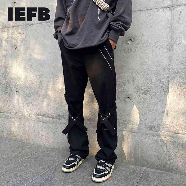 iefb high street bandage ribbon straight pants drilling overalls loose trumpet trousers men's spring clothes 9y5726 210524, Black
iefb high street bandage ribbon straight pants drilling overalls loose trumpet trousers men's spring clothes 9y5726 210524, Black