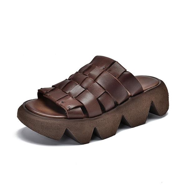 slippers 2021 summer thick-soled leather sandals and women's hand-woven first layer outer wear sponge cake with flip, Black
slippers 2021 summer thick-soled leather sandals and women's hand-woven first layer outer wear sponge cake with flip, Black