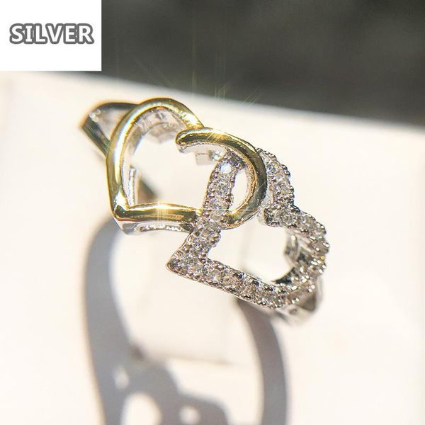 cluster rings special double heart design finger ring for women anillos 925 silver jewelry female anel pave cz crystal, Golden;silver
cluster rings special double heart design finger ring for women anillos 925 silver jewelry female anel pave cz crystal, Golden;silver