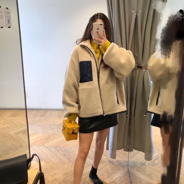 women's wool & blends 2021 os wind super thick loose warm lamb coat jacket with fleece go autumn and winter t163, Black
women's wool & blends 2021 os wind super thick loose warm lamb coat jacket with fleece go autumn and winter t163, Black