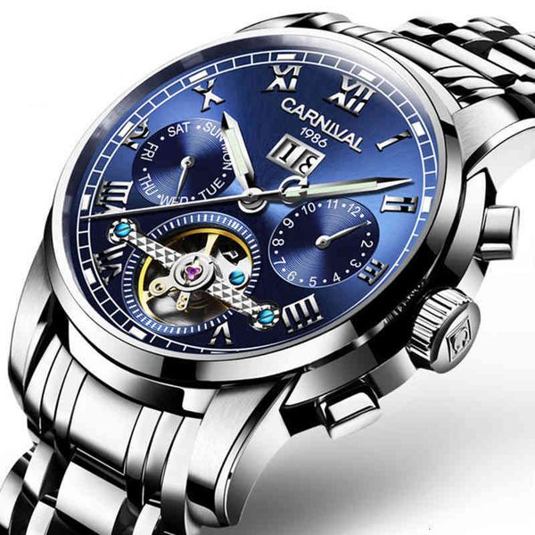 self carnaval automatic montre homme wind tours mechanical watches men 2021 calendar sapphire light-turning skeleton men's, Slivery;brown
self carnaval automatic montre homme wind tours mechanical watches men 2021 calendar sapphire light-turning skeleton men's, Slivery;brown