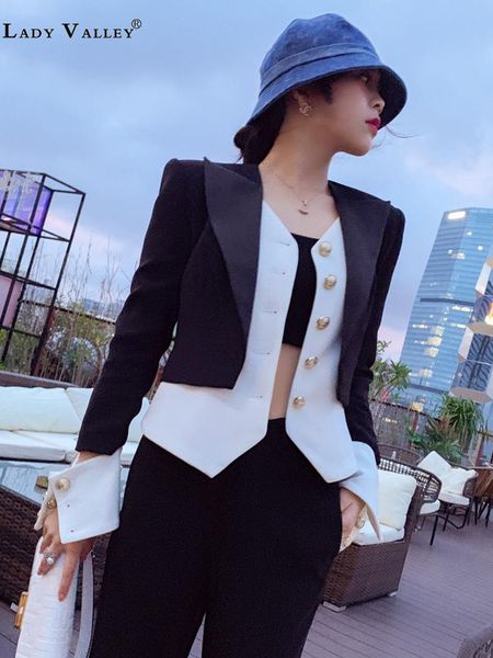 women's suits & blazers black and white contrast color buttons fake two-piece suit personality jacket women spring autumn fashion wild, White;black
women's suits & blazers black and white contrast color buttons fake two-piece suit personality jacket women spring autumn fashion wild, White;black
