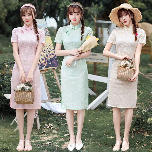 flower embroidery chiffon handmade button qipao traditional chinese women short sleeve dress daily student lace cheongsam, Red
flower embroidery chiffon handmade button qipao traditional chinese women short sleeve dress daily student lace cheongsam, Red