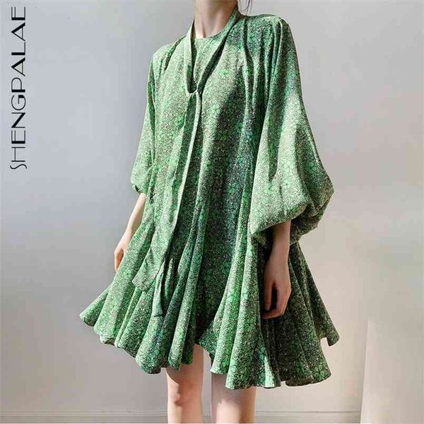 green floral dress women's summer round neck lace up waist long sleeve ruffles mini dresses female tide 210427, White
green floral dress women's summer round neck lace up waist long sleeve ruffles mini dresses female tide 210427, White