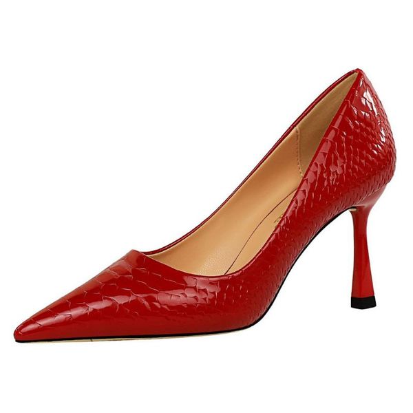 dress shoes meriahzheng nightclub snakeskin shiny women's patent leather shallow mouth pointed high heels ds-627-5, Black
dress shoes meriahzheng nightclub snakeskin shiny women's patent leather shallow mouth pointed high heels ds-627-5, Black